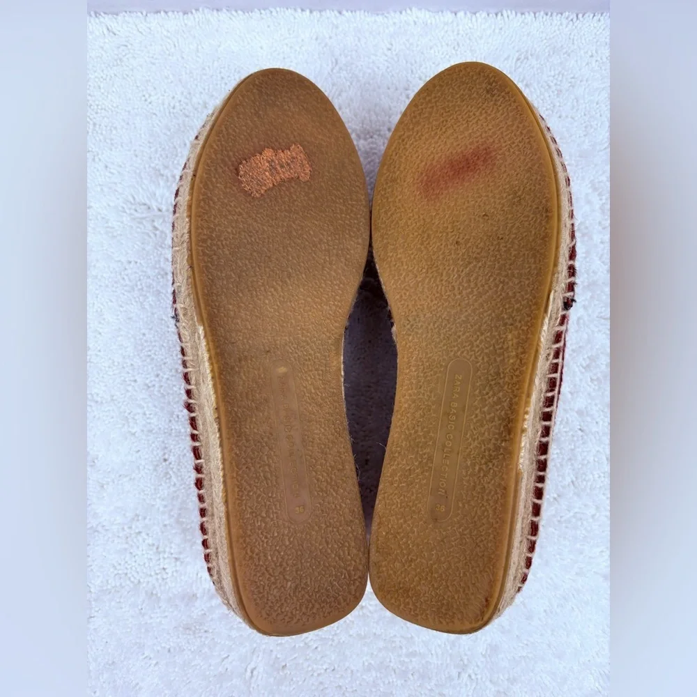 Zara Basic Red Ponyhair Espadrilles Loafers
